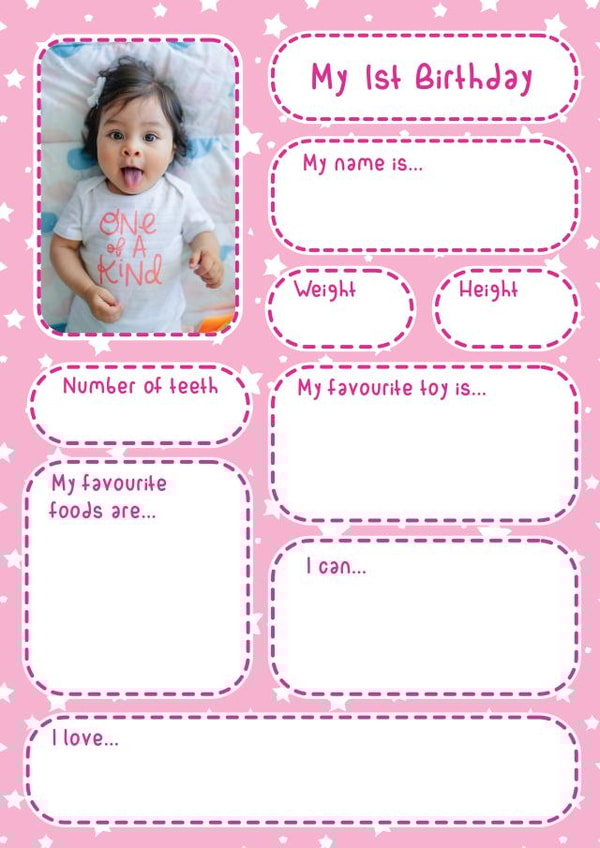 1st birthday 1 Birthday Personalised Photo Card 14345 created by Dottie Mottie