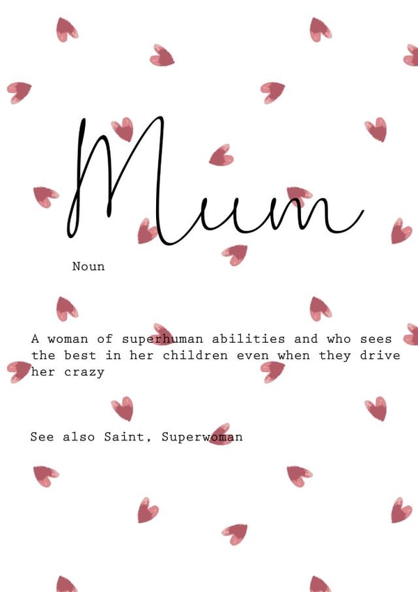 Cute mum mother's day or birthday card created by Jemma Louise UK