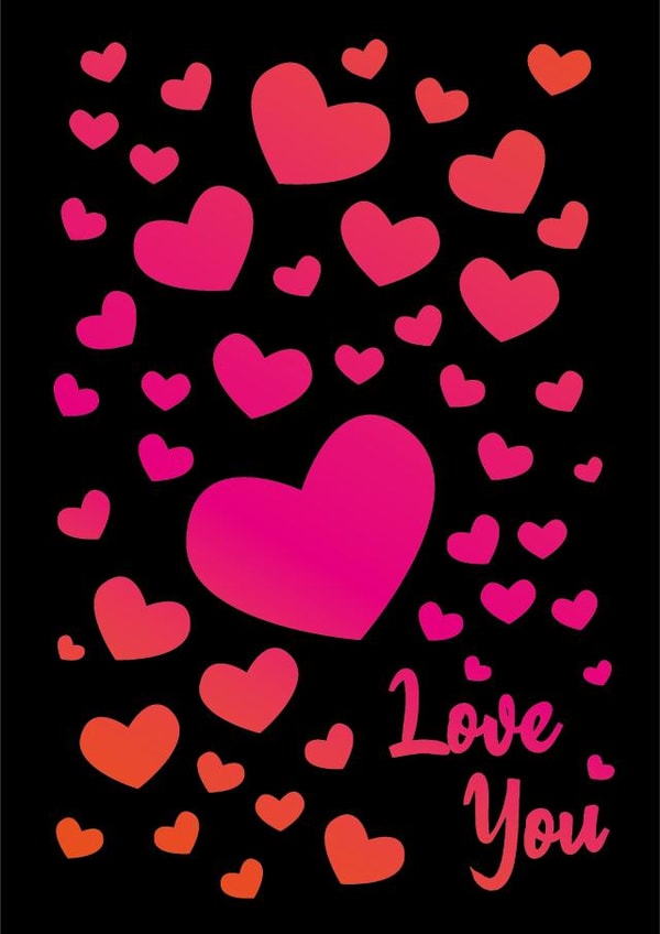 hearts love you Valentines Day Card 32029 created by Fantastical Cards