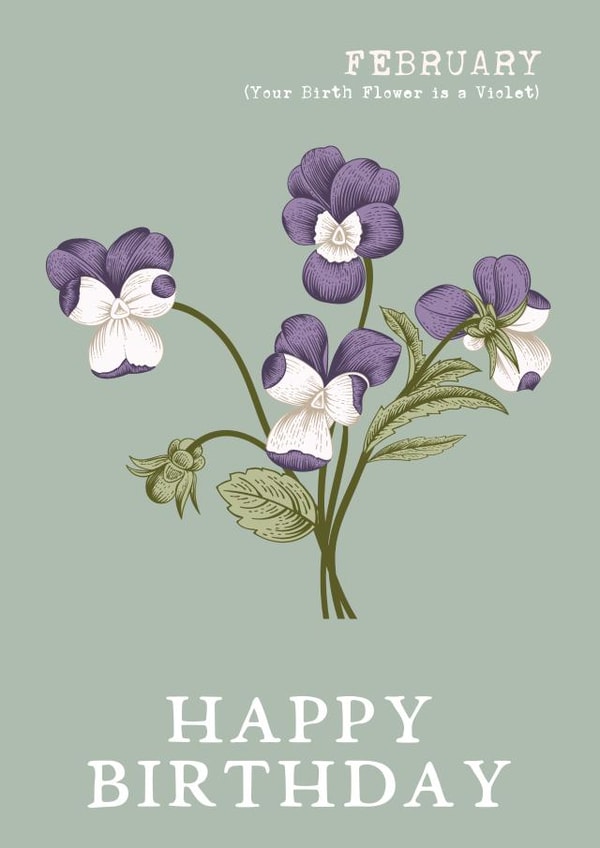 violet flower Birthday Card 10395 created by Summer Lane Studio