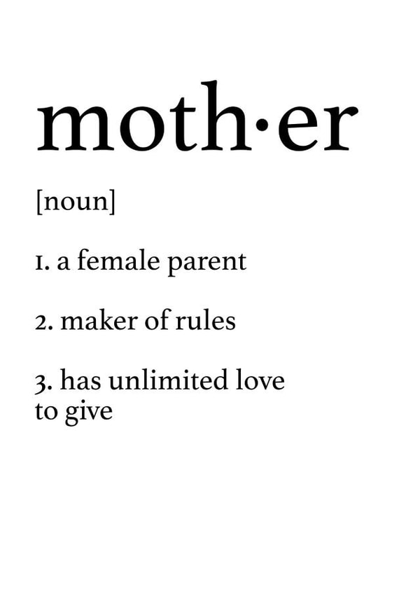 Mother dictionary definition card created by Prints With Personality