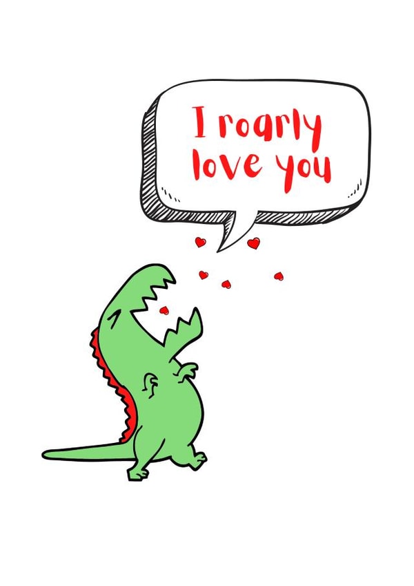 dinosaur roarly Valentines Day Card 19556 created by KokoandDoo