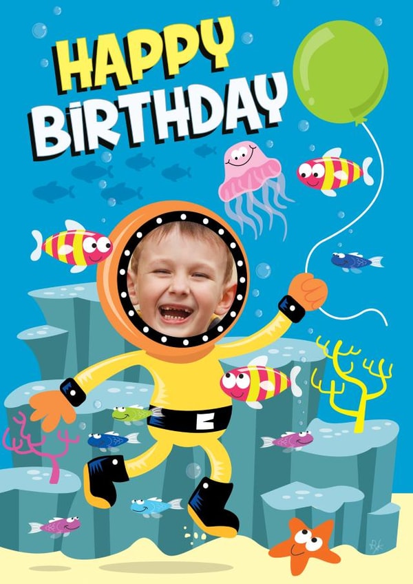 sea illustration Birthday Personalised Photo Card 20845 created by Ryk60