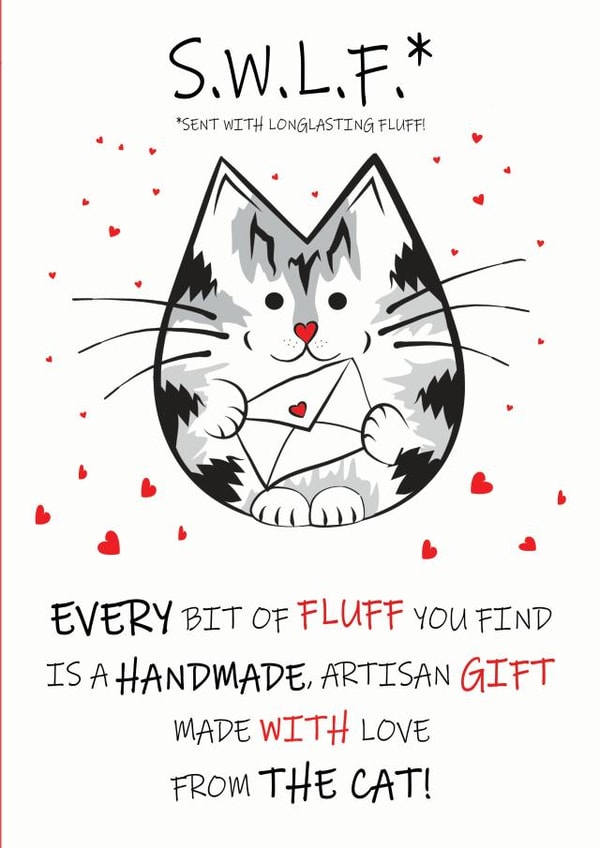 fluff cat Valentines Day Card 34076 created by Kat Pearson
