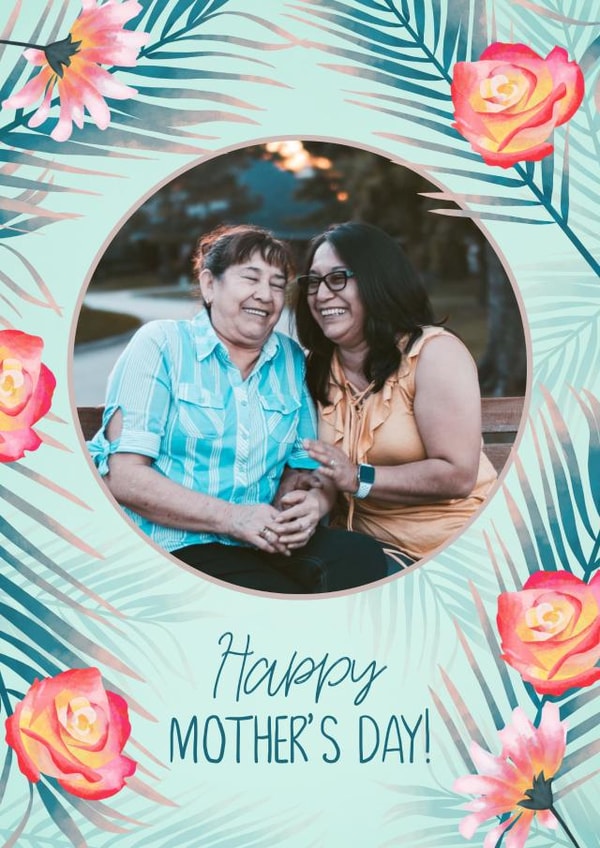 foilage flower Mothers Day Personalised Photo Card 11818 created by Evie Garnett Designs