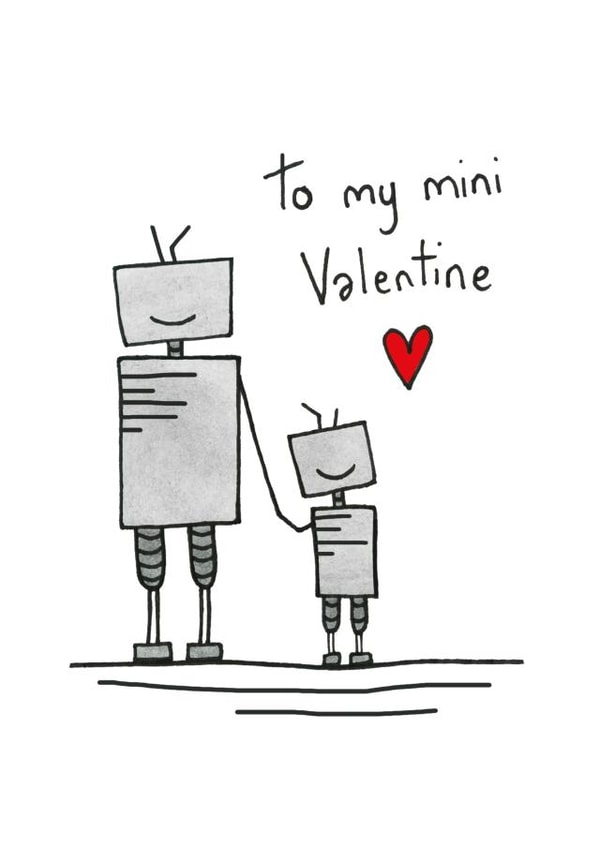 Cute Valentines Day Card - Robots - To My Mini Valentine created by Debmon Design