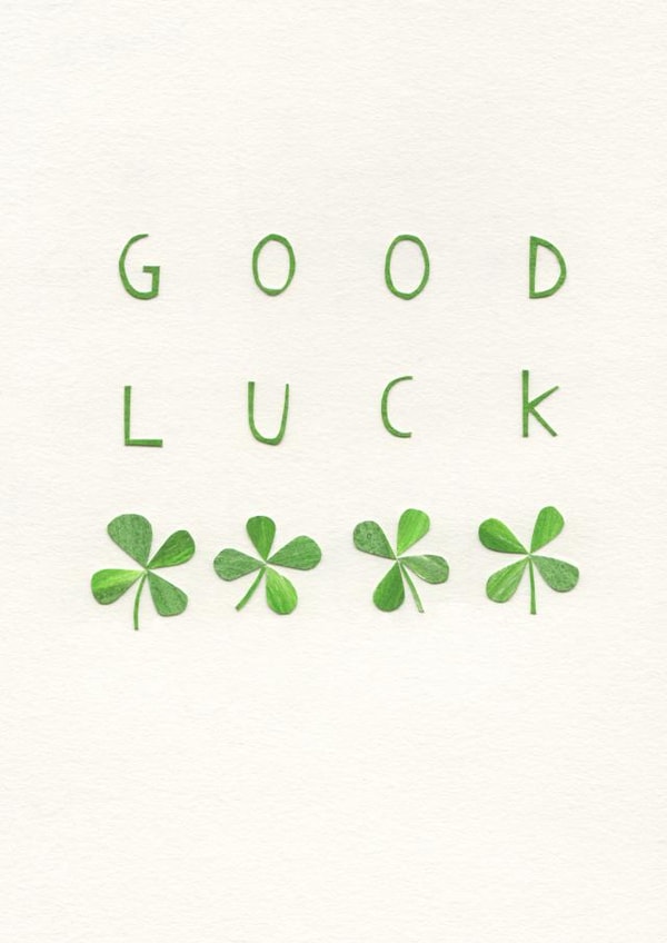 four leaf clover typography Good Luck Card 1220 created by Stacey Knights