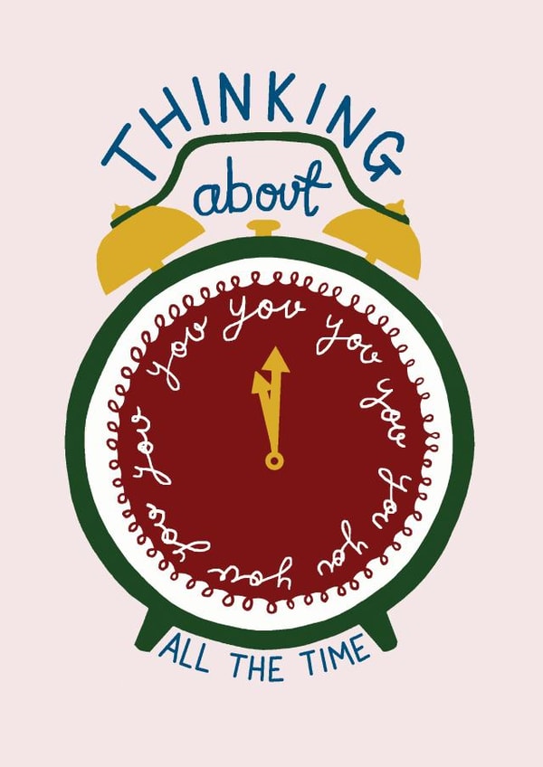 clock thinking about you Valentines Day Card 20354 created by Hazel Nicholls