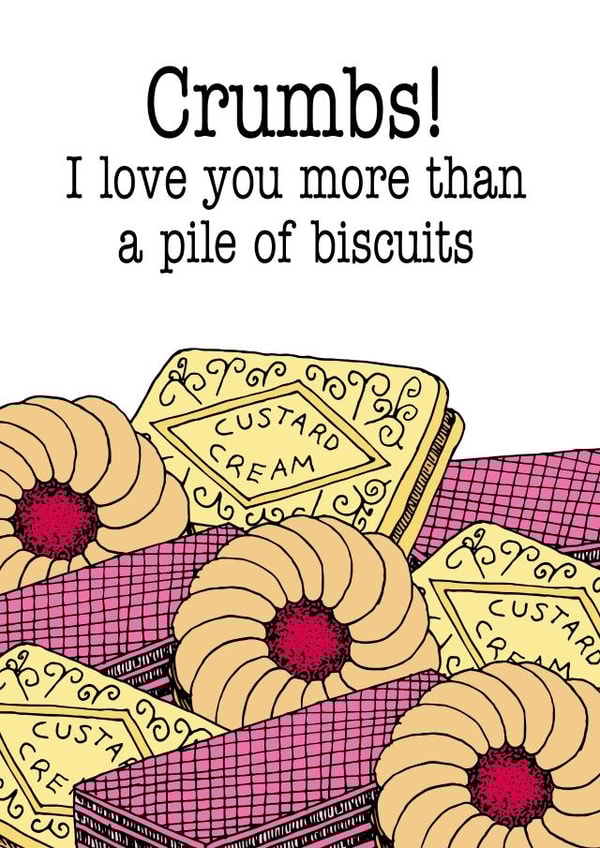custard cream jammy dodger Valentines Day Card 5834 created by Gellie Design