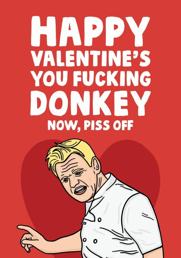 Rude Valentines Day Card - Gordon Ramsay - You Fucking Donkey created by Studio Doodles