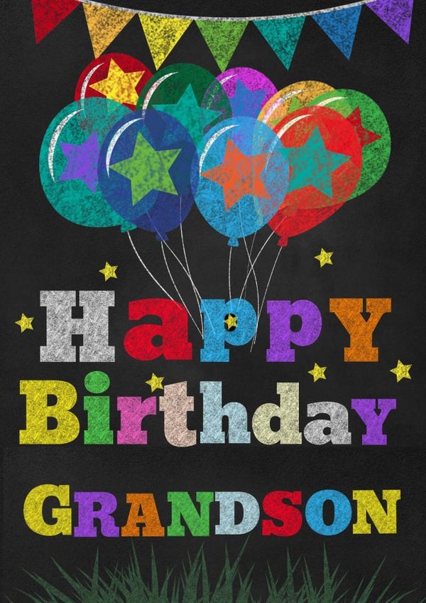 Chalkboard balloons Grandson birthday card created by Kerrylovescards