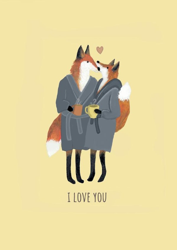 Fox Card Anniversary Card Valentines Day Card 21173 created by JodieArt
