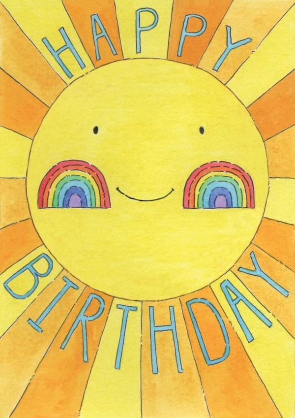 rainbow sun Birthday Card 11018 created by Helen Morgan Illustration