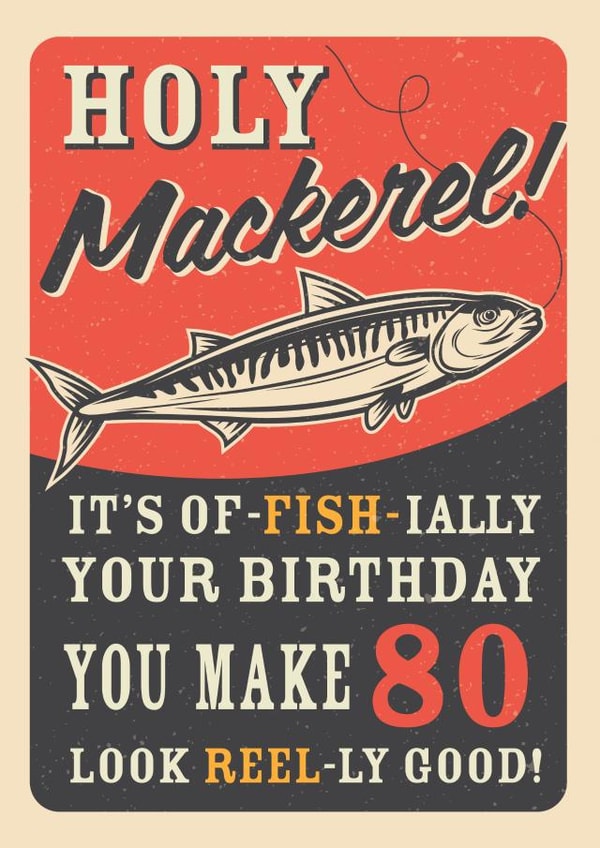 Retro Adult Mackerel Fish 40th Birthday Card 1001 created by Emoticology Cards