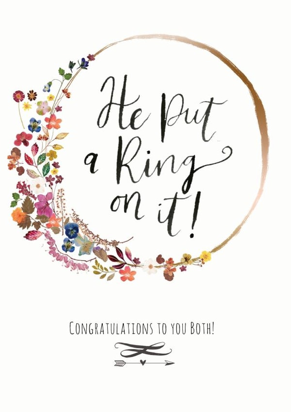He put a ring on it - floral wedding card created by Emma Valenghi
