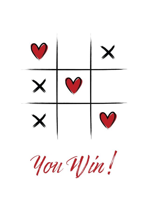 noughts and crosses heart Valentines Day Card 14626 created by Victoria Thomas