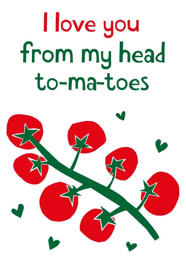 tomatoes love Valentines Day Card 18611 created by Jive Prints