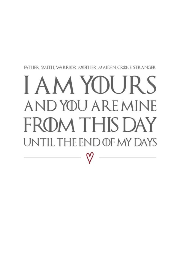 game of thrones wedding vows Engagement & Marriage Card 26606 created by The Cake Thief