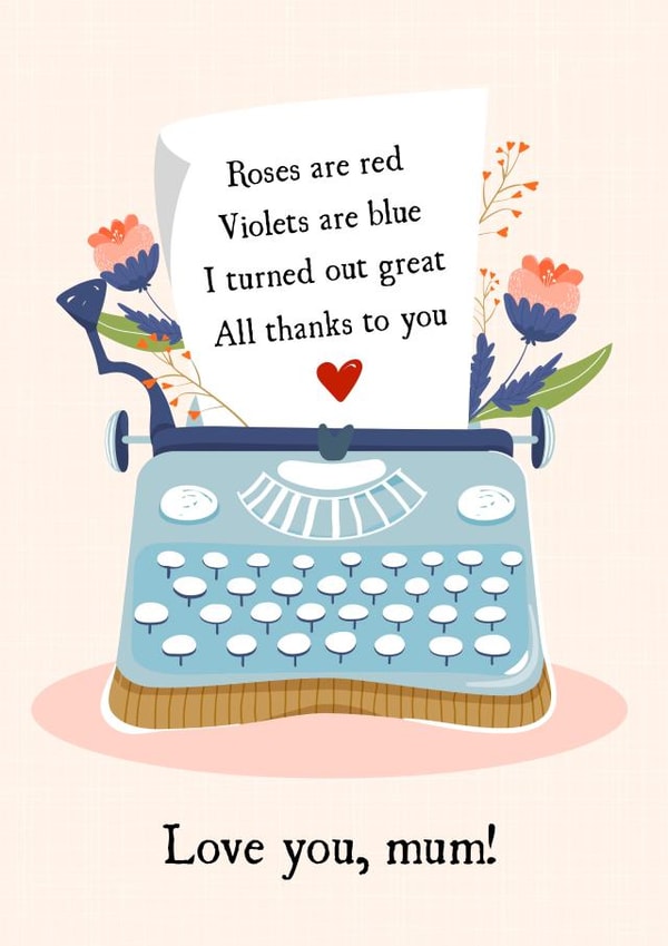 roses violets Mothers Day Card 31664 created by The Grumpy Pug