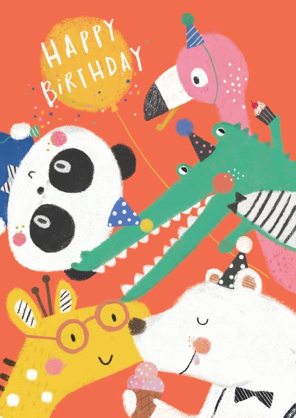 animals party Birthday Card 21191 created by Stripey Paper