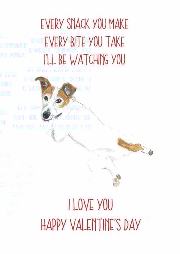 Jack Russell Terrier snack Valentines Day Card 14229 created by Sarah Maddox