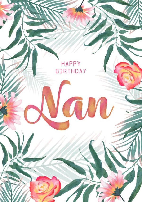 Pretty Birthday Card - For Nan - Flowers created by Evie Garnett Designs