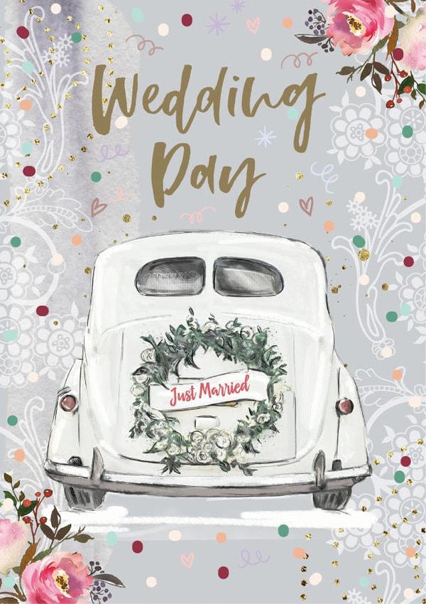 Wedding Day Just Married Greetings Card created by Natalie Ryan