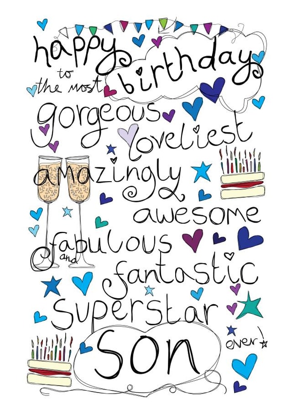 Happy Birthday Gorgeous Son - With Love - Birthday Card created by Love and Happy Stuff