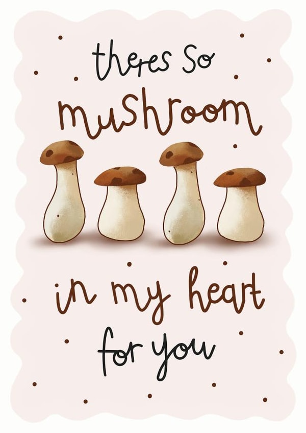 mushroom heart Valentines Day Card 14813 created by Hot Dog greetings