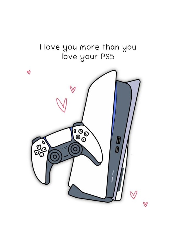 PlayStation 5 PS5 Valentines Day Card 18514 created by Caz Draws Things