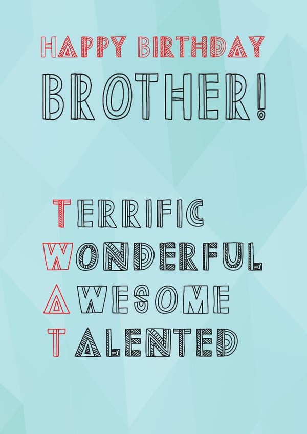 brother funny Birthday Card 20772 created by Art Thunderclap