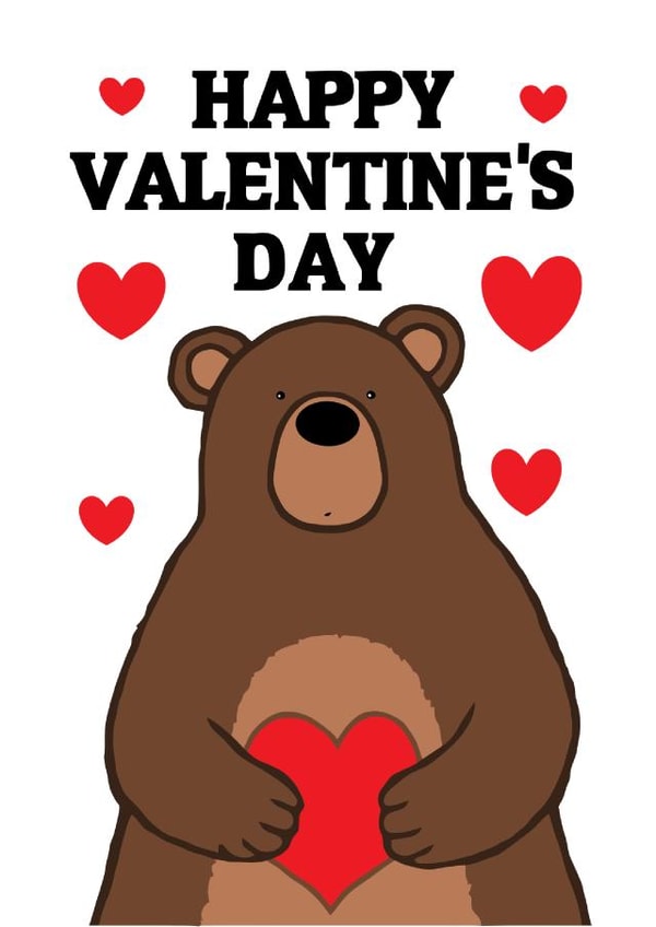 bear animal Valentines Day Card 13161 created by CARDTOON