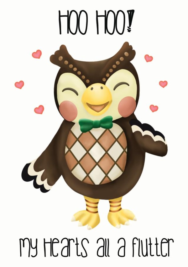 hoo heart Valentines Day Card 19099 created by Peach and Mimi