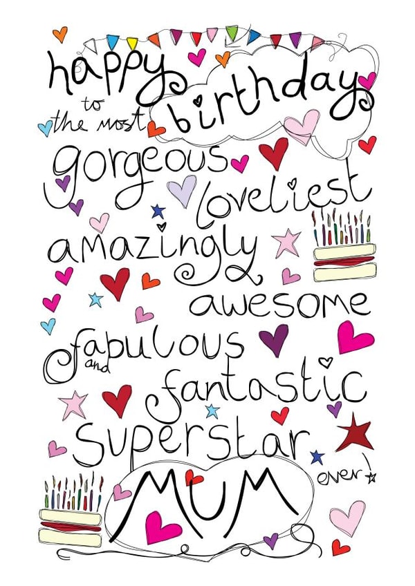 Happy Birthday Gorgeous Mum - With Love - Birthday Card created by Love and Happy Stuff