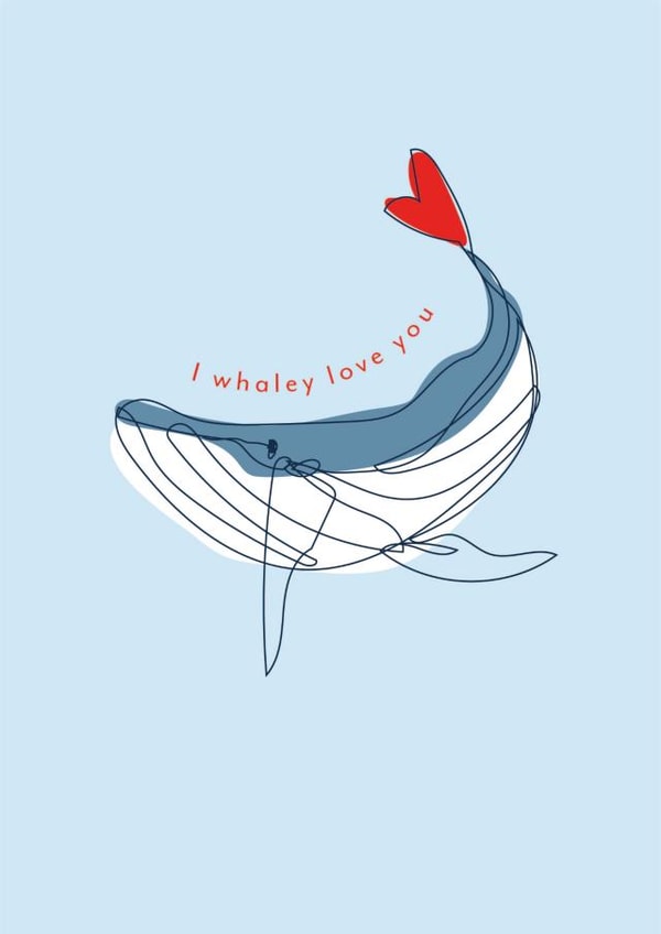 whale sea creature Valentines Day Card 16798 created by Mor Creative