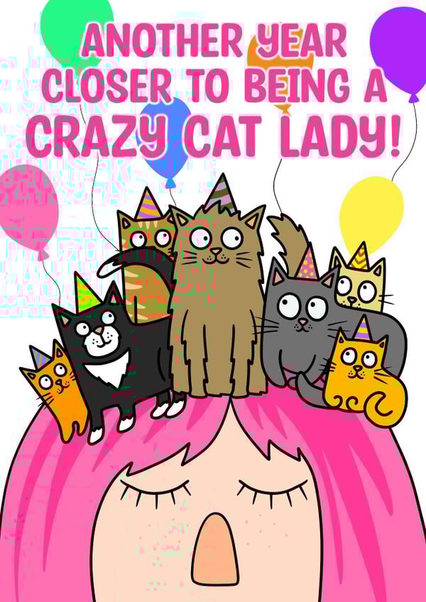 Crazy cat lady birthday card! created by Wafflemamaart