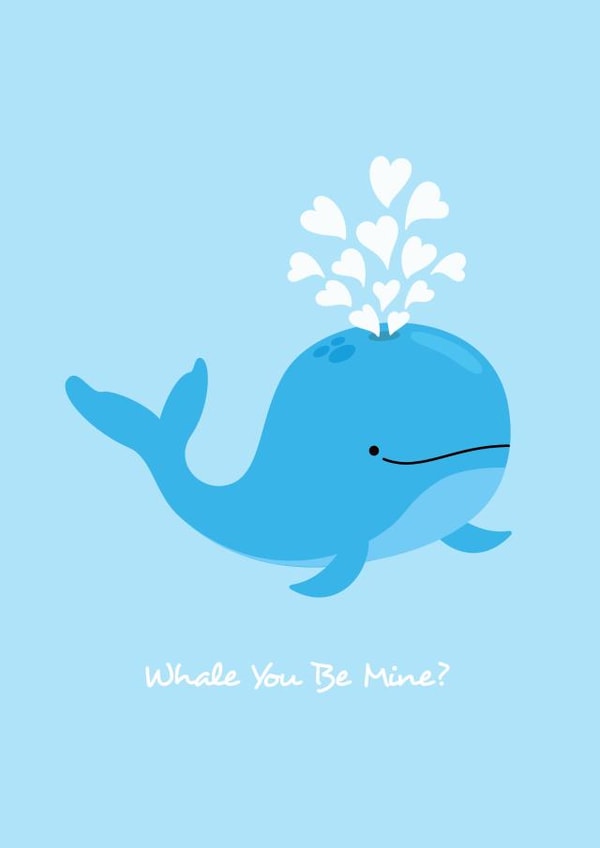 pun whale Valentines Day Card 17548 created by emily.reevedesigns