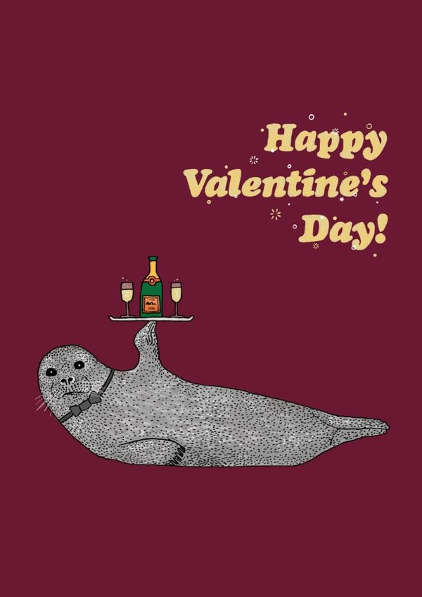 seal bowtie Valentines Day Card 46162 created by Martina Scott
