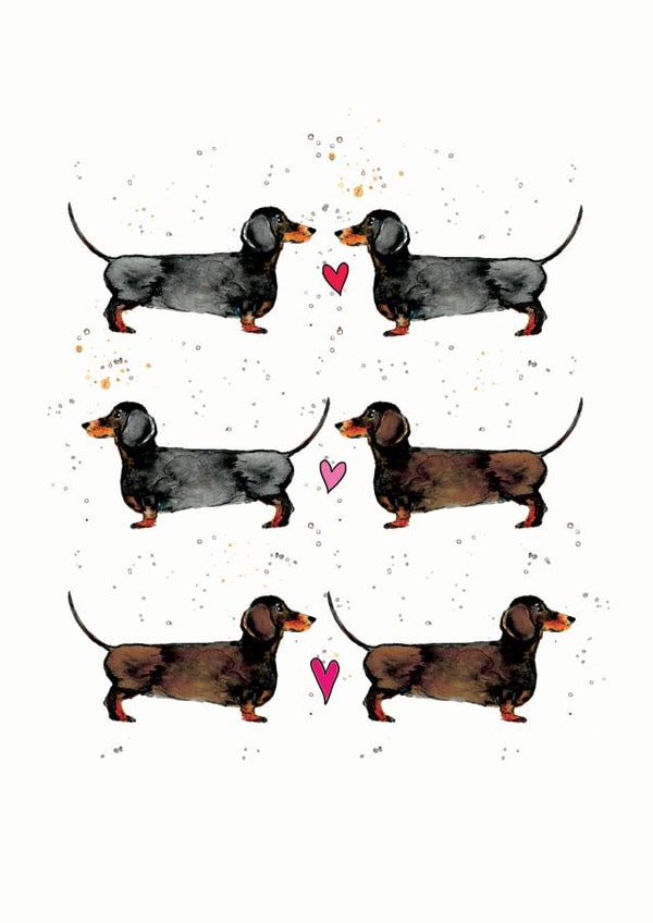 sausage dog dachshund Valentines Day Card 17219 created by Alice Johnson Artwork
