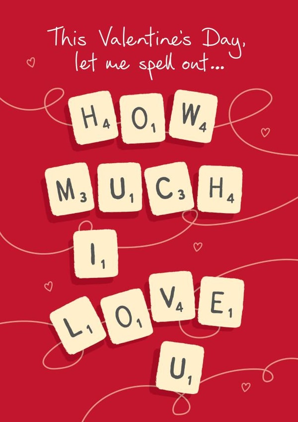 scrabble spell out Valentines Day Card 16945 created by NEEDL designs