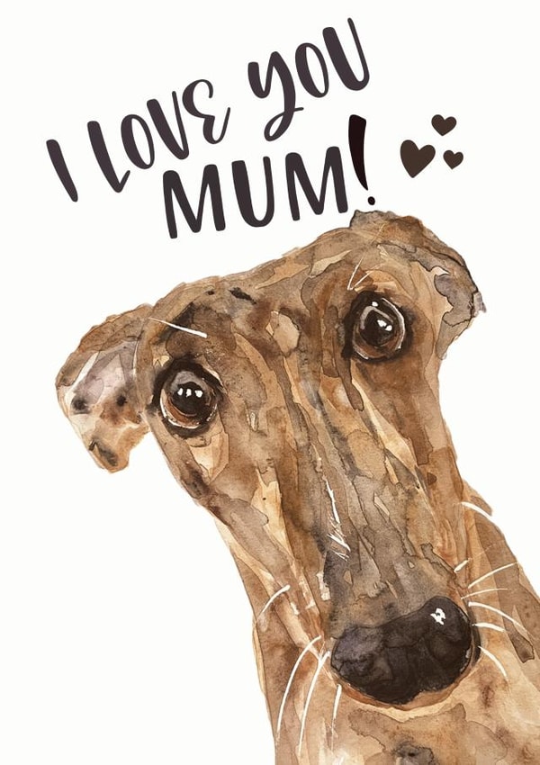 Greyhound Birthday or Mothers Day card created by Jo Scott Art