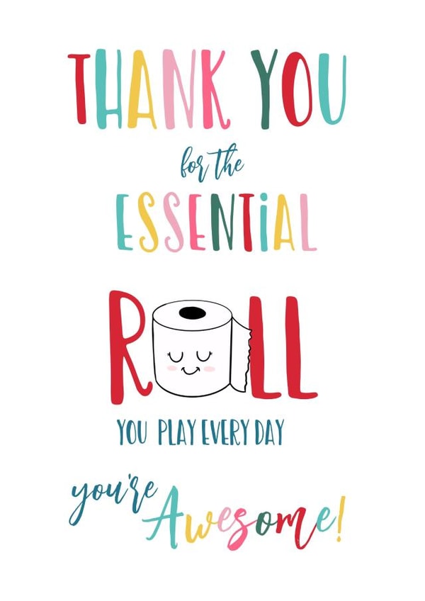 rainbow  loo roll  Thank You Card 16263 created by The Arty Apples Limited