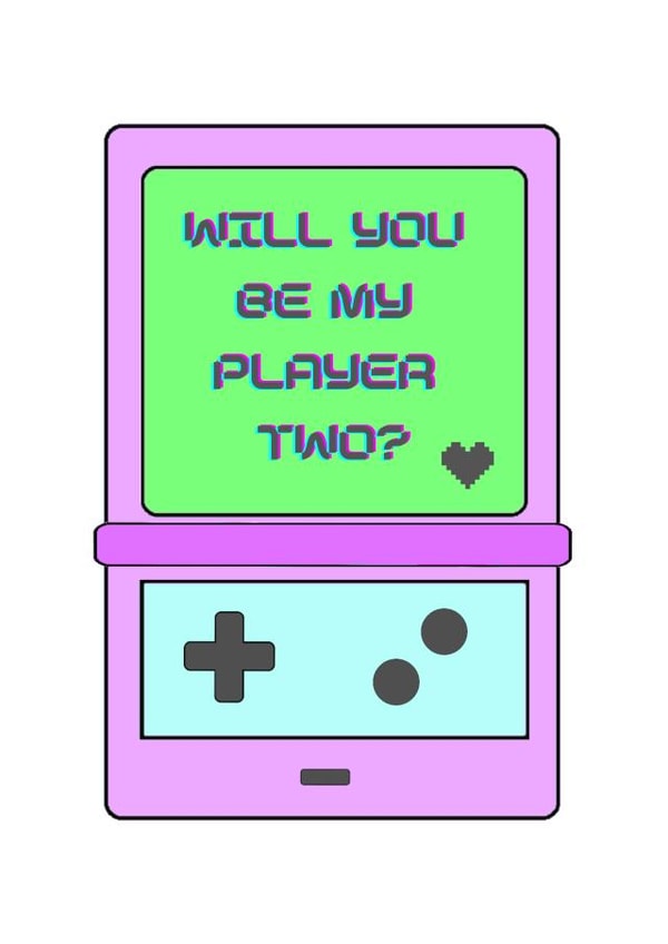 gameboy player two Valentines Day Card 14863 created by Cat B Designs