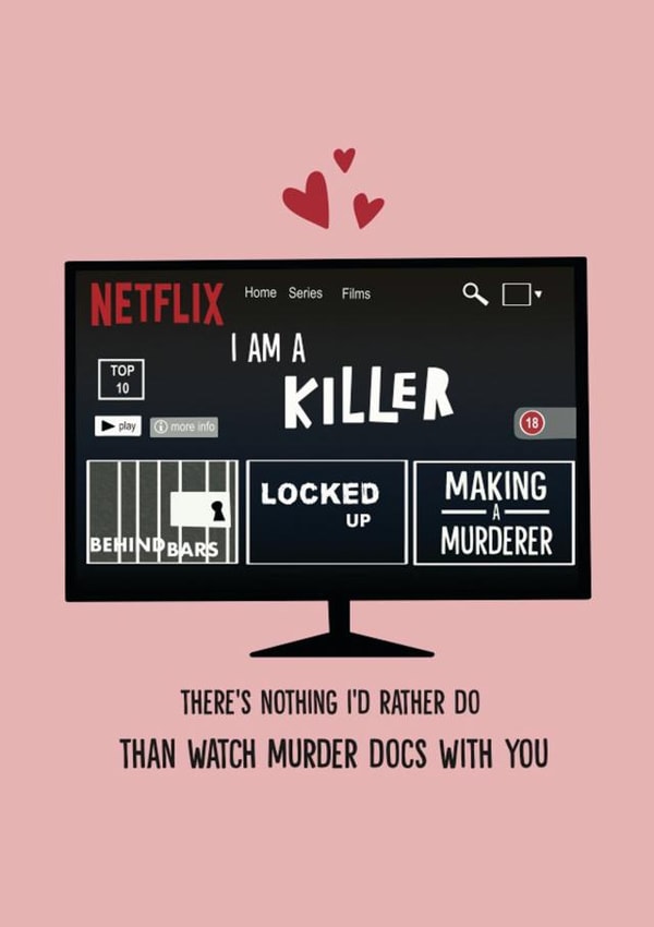 murder docs documentaries Valentines Day Card 15525 created by Blackcat and Bumble 