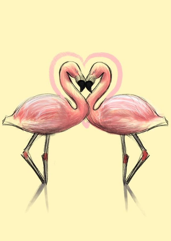 love flamingo Valentines Day Card 47050 created by Charlotte Oxenham