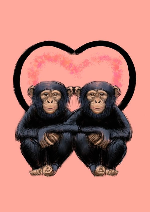 monkey love Valentines Day Card 47053 created by Charlotte Oxenham