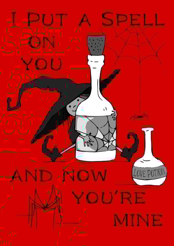 spell witch Valentines Day Card 20273 created by Cheeky Witch®