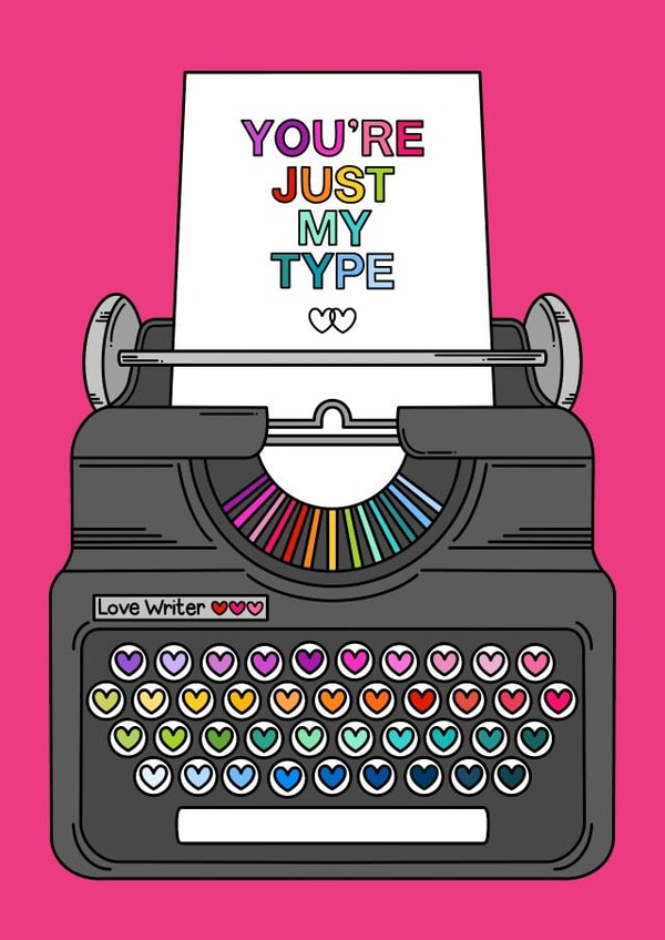 typewriter type Valentines Day Card 16587 created by Charlotte Trimm