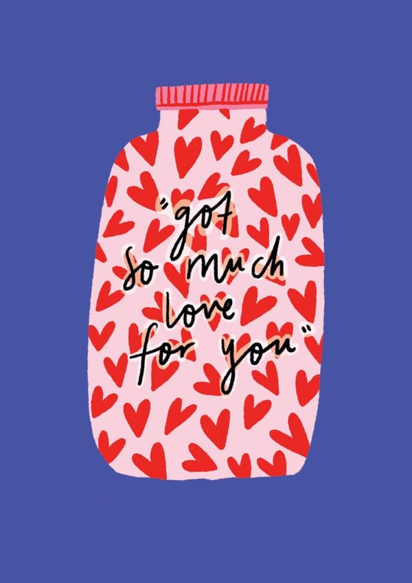 Jar of hearts card created by Jessica Smith Illustration 