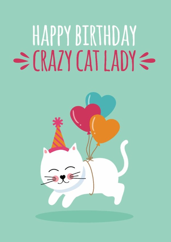 Happy Birthday crazy cat lady created by Blush & Blossom 